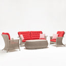 Tulip 5-seater garden lounge set with 3-seater sofa, armchairs, and glass-top round table – resin wicker by TrendGoat